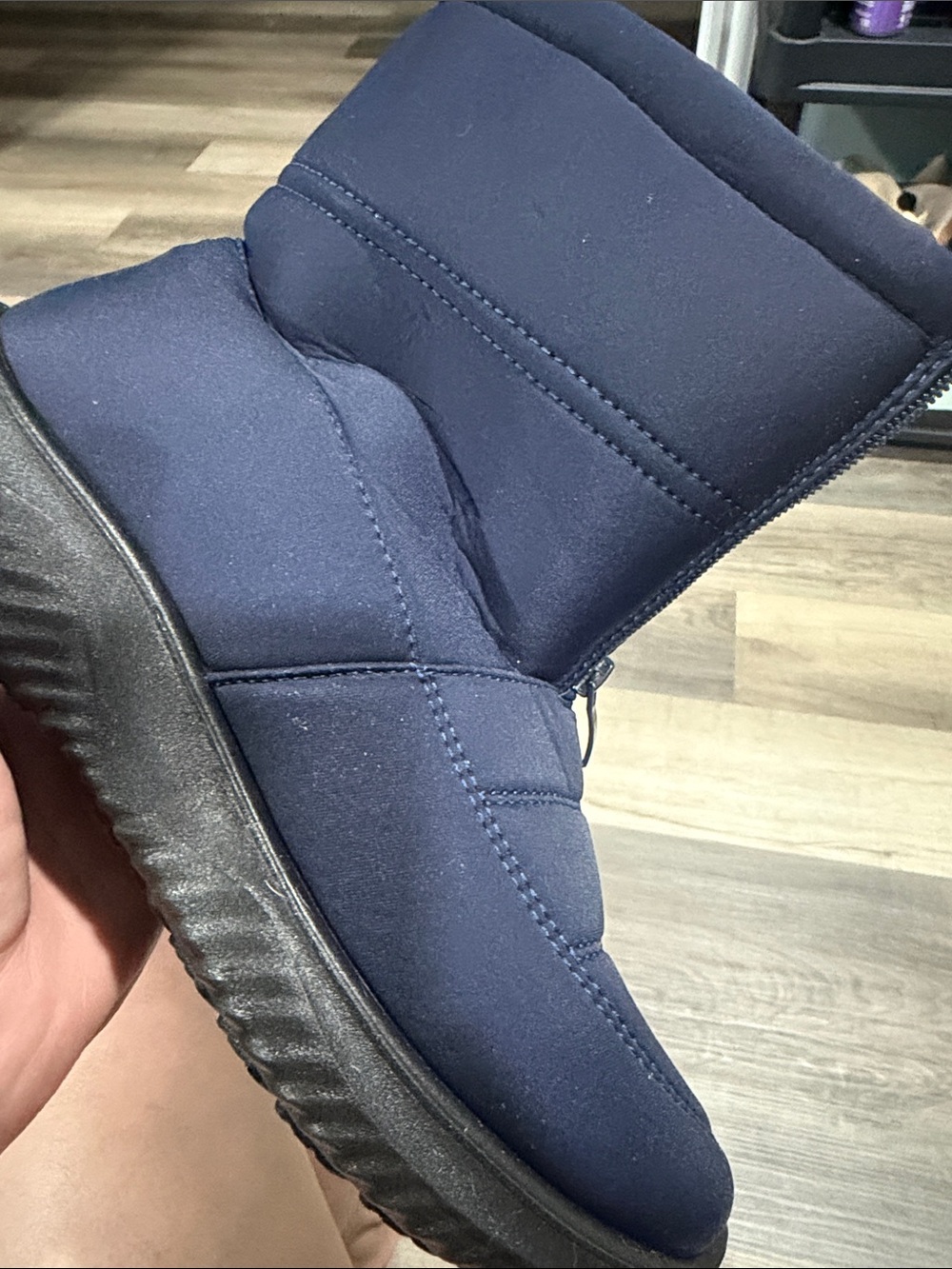 Men's Navy Winter Snow Boots - Comfortable Insulated Slip-On